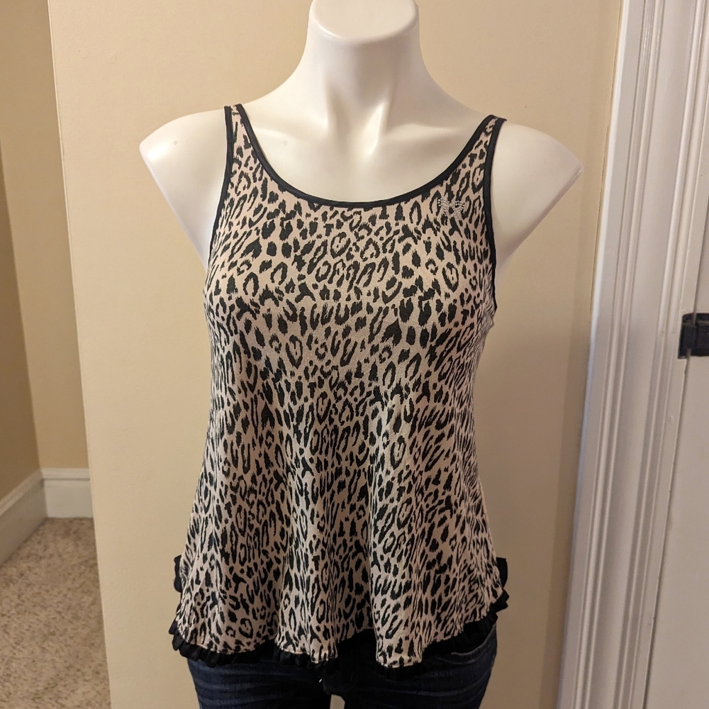 Victoria Secret Sexy Little Things leopard print top with open lace back size S